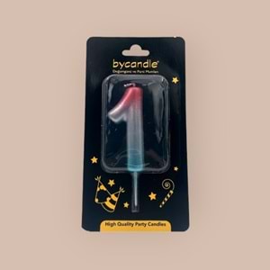 BYCANDLE - RAKAM MUM - RAINBOW - 1 - GÜMÜŞ - 7 CM