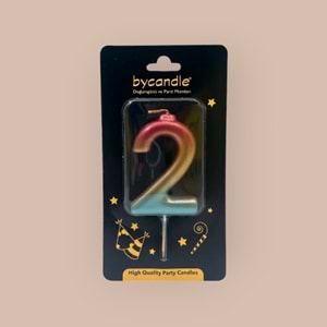 BYCANDLE - RAKAM MUM - RAINBOW - 2 - ALTIN - 7 CM