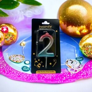 BYCANDLE - RAKAM MUM - RAINBOW - 2 - GÜMÜŞ - 7 CM