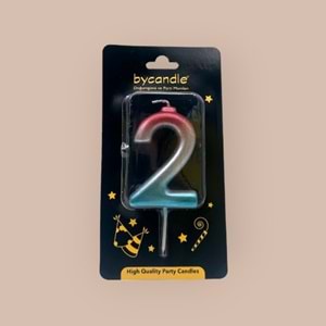 BYCANDLE - RAKAM MUM - RAINBOW - 2 - GÜMÜŞ - 7 CM