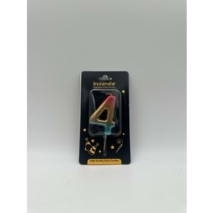BYCANDLE - RAKAM MUM - RAINBOW - 4 - ALTIN - 7 CM