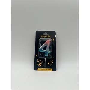 BYCANDLE - RAKAM MUM - RAINBOW - 4 - GÜMÜŞ - 7 CM