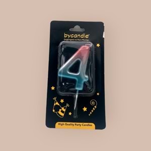 BYCANDLE - RAKAM MUM - RAINBOW - 4 - GÜMÜŞ - 7 CM