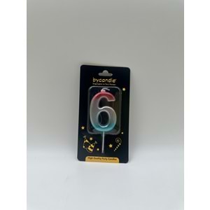 BYCANDLE - RAKAM MUM - RAINBOW - 6 - GÜMÜŞ - 7 CM