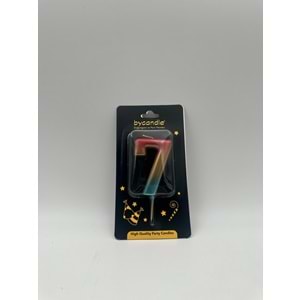 BYCANDLE - RAKAM MUM - RAINBOW - 7 - ALTIN - 7 CM