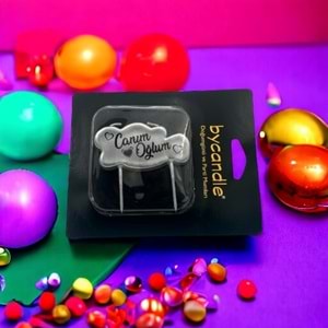 BYCANDLE - MUM - CANIM OĞLUM - GÜMÜŞ - 4X7 CM