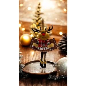 Noel Temalı Asılabilir Ren Geyiği Figürü - 15 cm