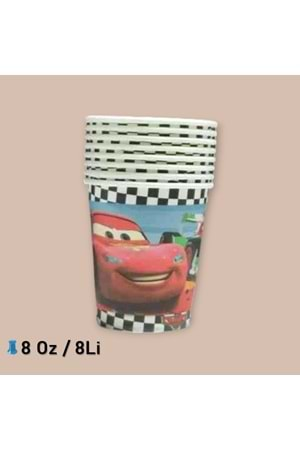 KARTON BARDAK - CARS - 8 OZ - 8 Lİ