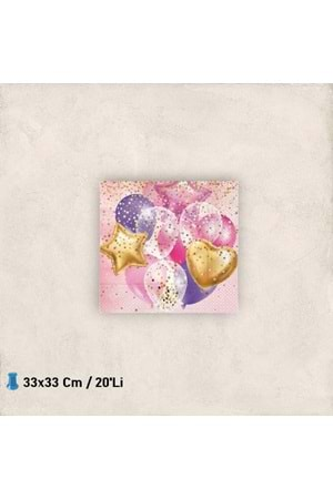 KAĞIT PEÇETE 33x33 CM - UÇAN BALONLAR PEMBE - 20 Lİ