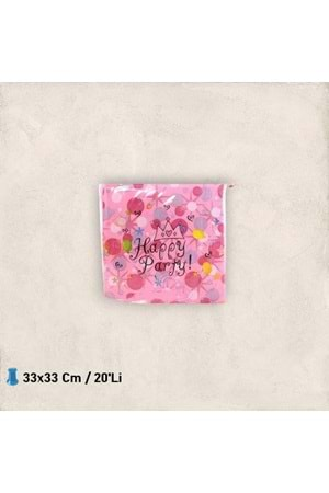 KAĞIT PEÇETE 33x33 CM - PEMBE HAPPY PARTY - 20 Lİ