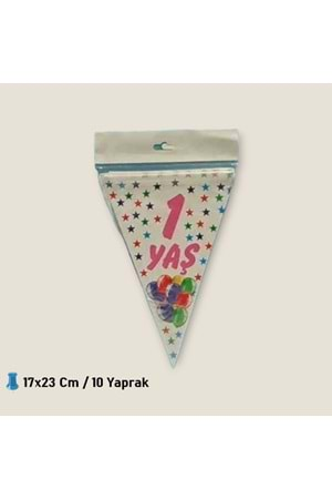 ÜÇGEN FLAMA 10 YAPRAK - 1 YAŞ KIZ - 17X23 CM