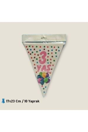 ÜÇGEN FLAMA 10 YAPRAK - 3 YAŞ KIZ - 17X23 CM