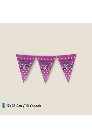 ÜÇGEN FLAMA 10 YAPRAK - HOŞGELDİN BEBEĞİM PEMBE - 17X23 CM