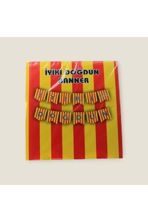 İYİ Kİ DOĞDUN BANNER - SARI KIRMIZI - 15X17 CM