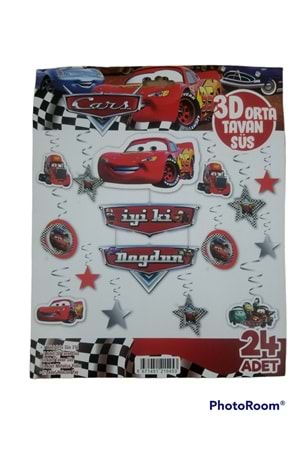 3D TAVAN SÜSÜ - 24 PARÇA - CARS