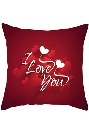 KIRLENT - YASTIKLI - I LOVE YOU YAZILI - 45X45 CM