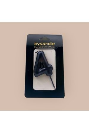 BYCANDLE - RAKAM MUM - 4 - SİYAH - 6 CM