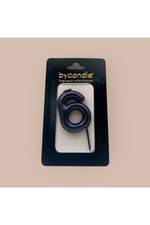 BYCANDLE - RAKAM MUM - 6 - SİYAH - 6 CM