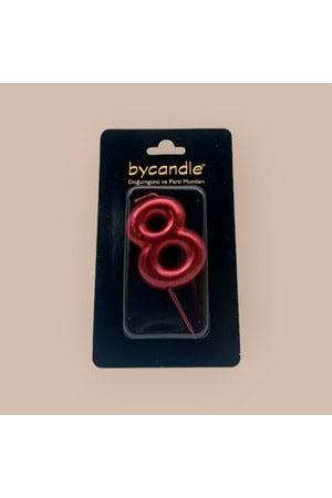 BYCANDLE - RAKAM MUM - 8 - KIRMIZI - 6 CM