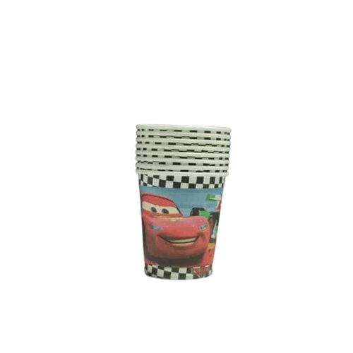 KARTON BARDAK - CARS - 8 OZ - 8 Lİ