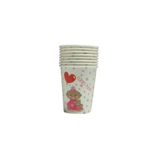 KARTON BARDAK - CANIM KIZIM PEMBE PUANTİYELİ - 8 OZ - 8 Lİ
