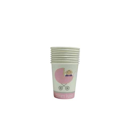 KARTON BARDAK - CANIM KIZIM PEMBE - 8 OZ - 8 Lİ