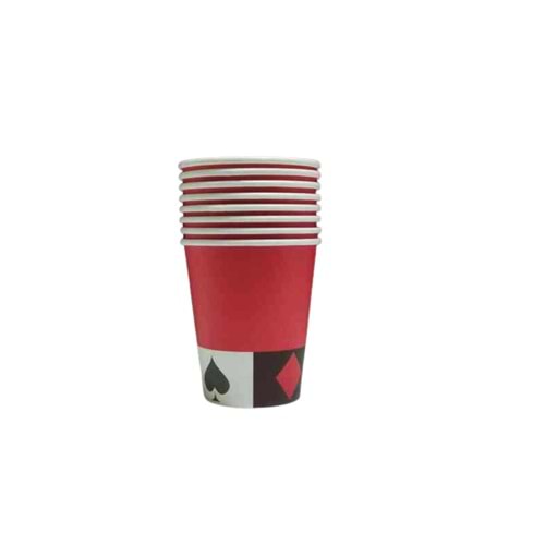 KARTON BARDAK - KIRMIZI KARO SİNEK - 8 OZ - 8 Lİ