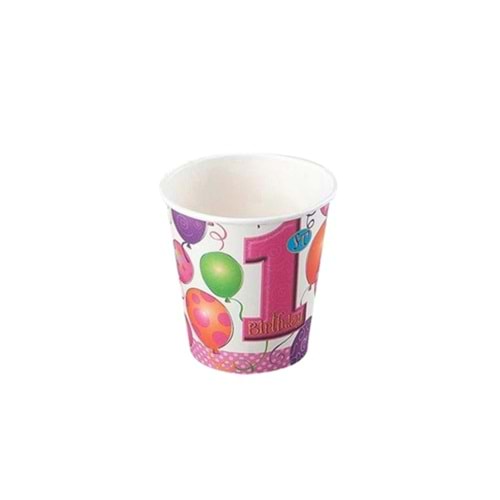 KARTON BARDAK - 1 YAŞ KIZ - 8 OZ - 8 Lİ