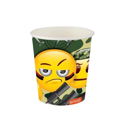 KARTON BARDAK - EMOJİ KAMUFLAJ - 8 OZ - 8Lİ