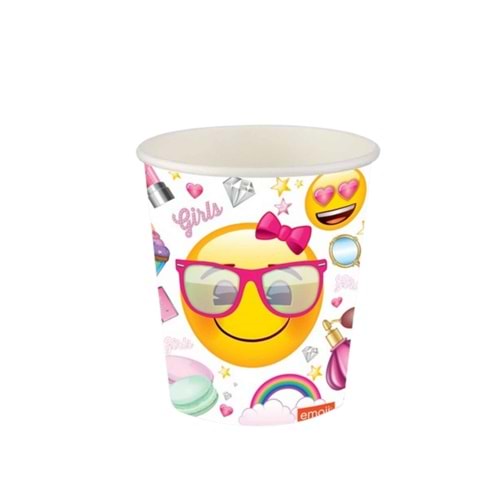 KARTON BARDAK - SÜSLÜ EMOJİ - 8 OZ - 8Lİ