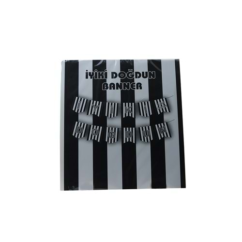 İYİ Kİ DOĞDUN BANNER - SİYAH BEYAZ - 15X17 CM