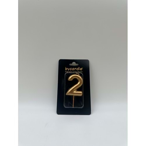 BYCANDLE - RAKAM MUM - 2 - ALTIN - 6 CM