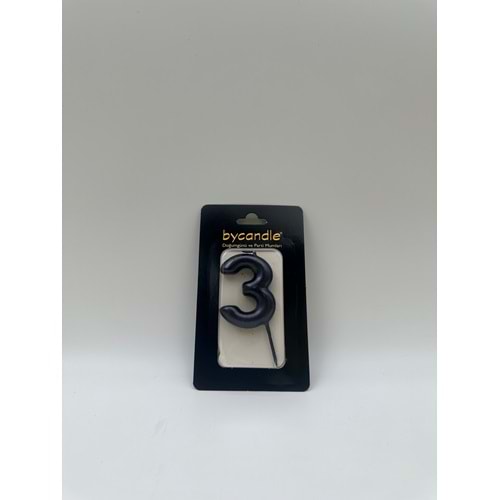 BYCANDLE - RAKAM MUM - 3 - SİYAH - 6 CM