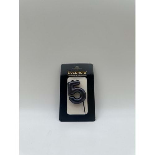 BYCANDLE - RAKAM MUM - 5 - SİYAH - 6 CM