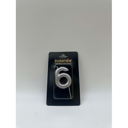BYCANDLE - RAKAM MUM - 6 - GÜMÜŞ - 6 CM