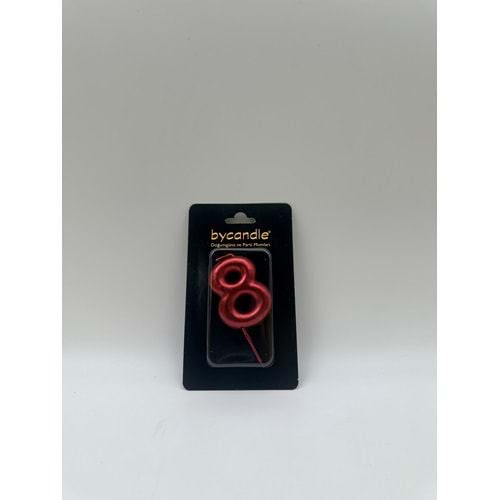 BYCANDLE - RAKAM MUM - 8 - KIRMIZI - 6 CM