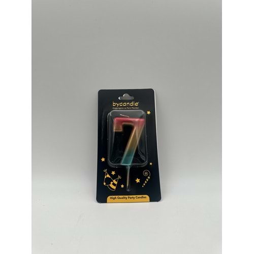 BYCANDLE - RAKAM MUM - RAINBOW - 7 - ALTIN - 7 CM