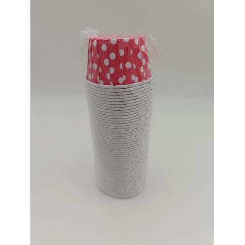 MUFFİN KEK KAPSÜLÜ - 38X65 MM - 50 Lİ - KIRMIZI BEYAZ PUANTİYELİ