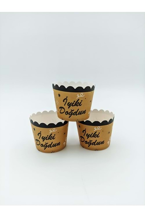 CUPCAKE KABI - 25 Lİ - İYİ Kİ DOĞDUN GOLD SİYAH - 6,5X5,5 CM