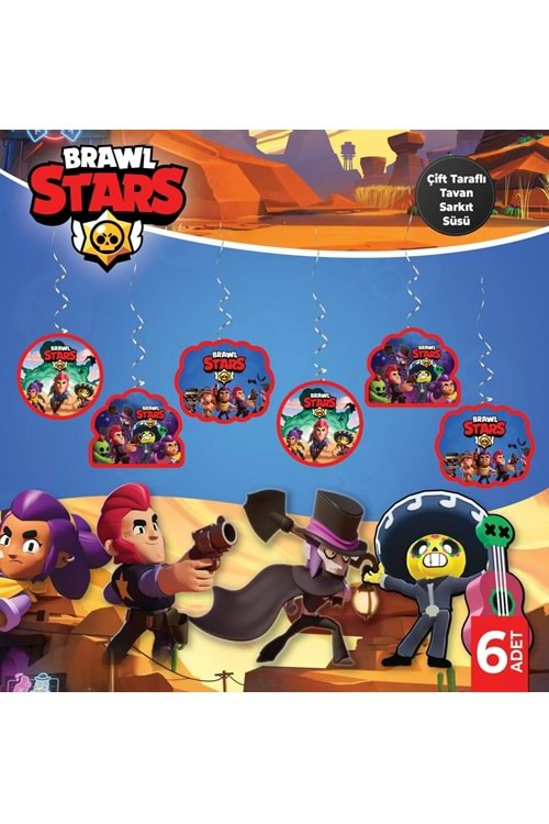 ÇİFT TARAFLI TAVAN SARKIT SÜSÜ - BRAWL STARS- 6 ADET