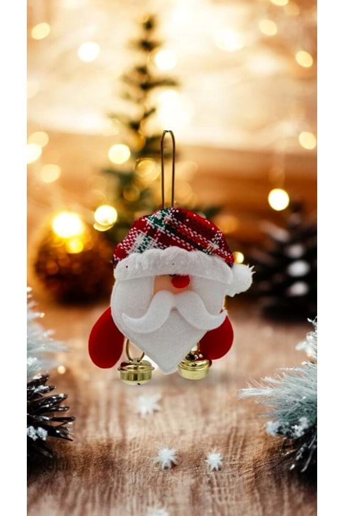 Çanlı Şapkalı Baba Noel Asma Süsü - 15 cm