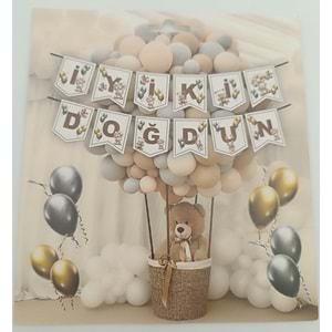 İYİ Kİ DOĞDUN BANNER - BALONLU AYICIK - 15X17 CM