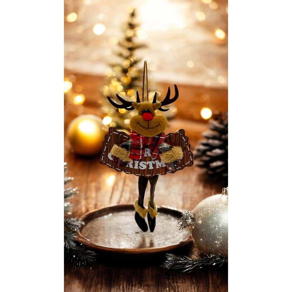 Noel Temalı Asılabilir Ren Geyiği Figürü - 15 cm
